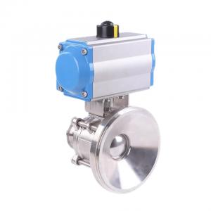 China 304 316 Stainless Steel Hygienic Weld Clamp Flange Thread Ball Valve with Pneumatic Actuator wholesale