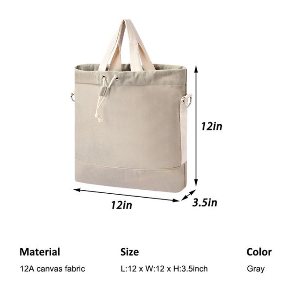 Crossbody Drawstring Bucket Bag Pouch Canvas Tote Bags Shoulder Buckle Strap 12X3X12"