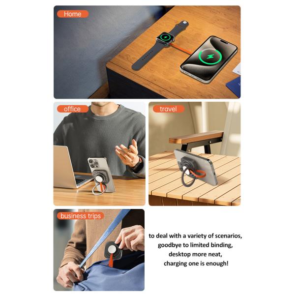 Metal Magnetic 2 In 1 Wireless Charger Space Saving For Iphone 15 Pro Max