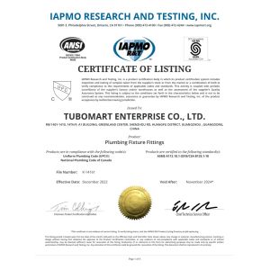 TUBOMART ENTERPRISE CO., LTD. Certifications