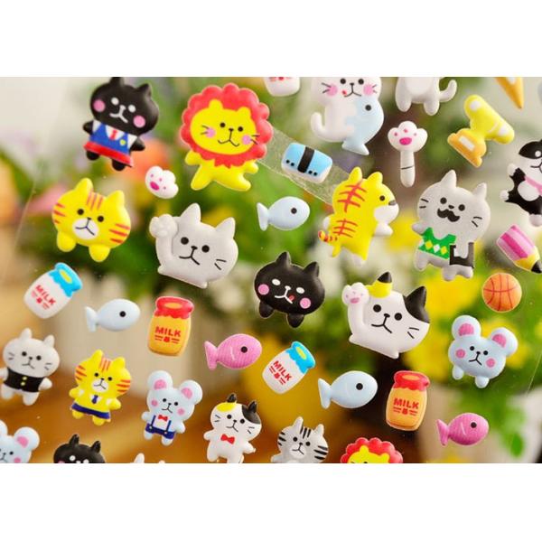 Custom Design 3mm Thickness 3D Puffy Stickers Cartoon Shapes Cute Puffy Animal Stickers