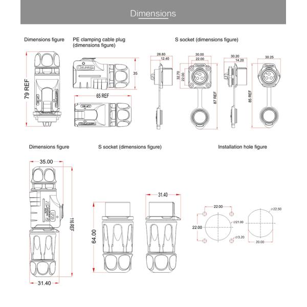 IP68 Waterproof Fast Connectors LP 20 Indoor Led Module 2 Pin to 12 Pin Male and Female Electrical Connector