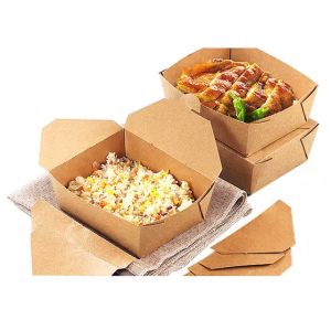 Customized Disposable Whiteboard Kraft Paper Takeaway Boxes