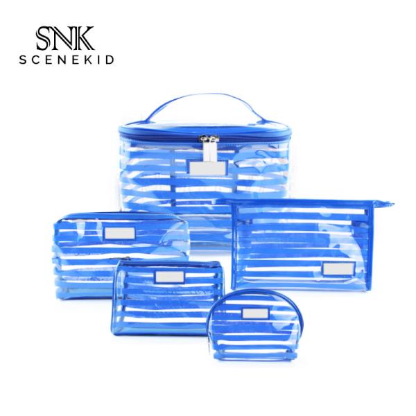 Quality Multi-Functional Transparent Clear Strip Pattern PVC Cosmetic Bag for sale