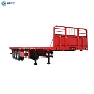 China Landing Gear 28 Ton 3 Axles 40ft Flatbed Heavy Duty Semi Trailer With Front Board wholesale