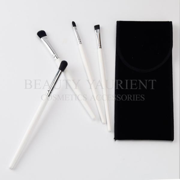 Quality Soft Bristles 4pieces Eyeshadow Makeup Brush Kit White Wooden Handle for sale