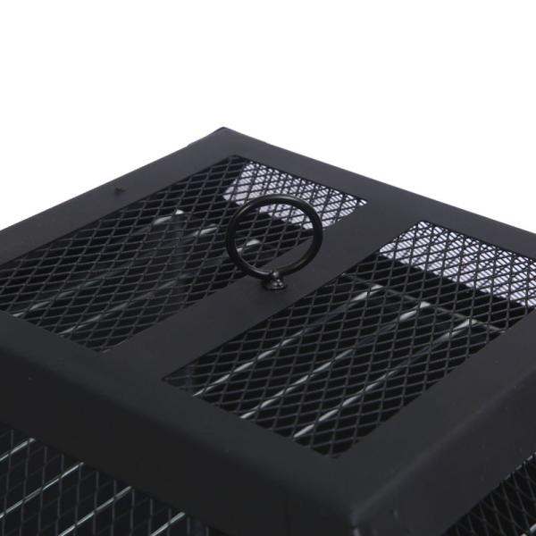 2 in 1 Outdoor Garden Charcoal Fire Pit Brazier with Square Barbecue 46.5*46.5*347cm
