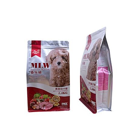 100% Food Grade Dog Cat Treat Packaging Block Square Flat Bottom Zipper Stand up Pouch Plastic Pet Food Bag