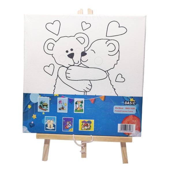 Kids Drawing Pre Printed Stretched Canvas Art Set With Tabletop Easel Custom Size