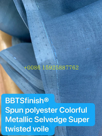 BBTS super high Twisted spun polyester voile fabric for muslim usage white bluishwhite dyeing printing