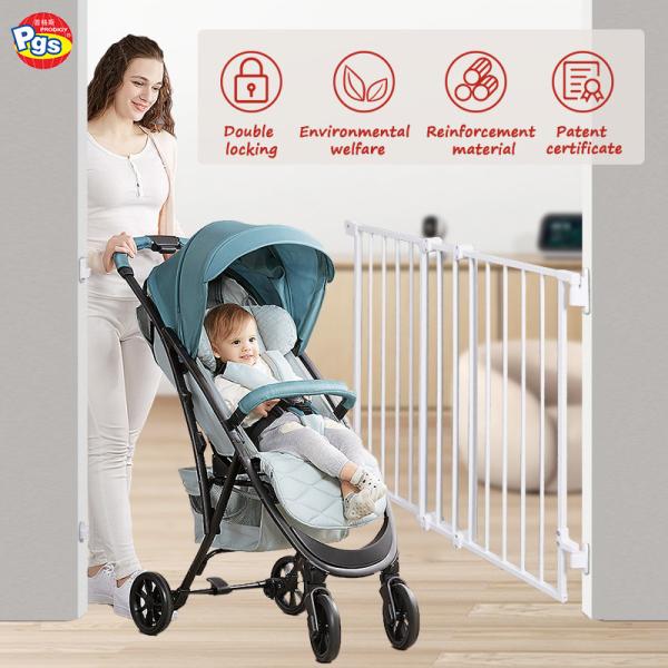 EN1930 Extendable Pet Safety Gate , Multiscene Iron Gate For Stairs