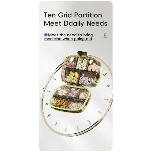 Travel Pill Organizer Box with Large Compartments Portable Pill Case Weekly Medicine Container for Vitamins Fish Oils Supplements