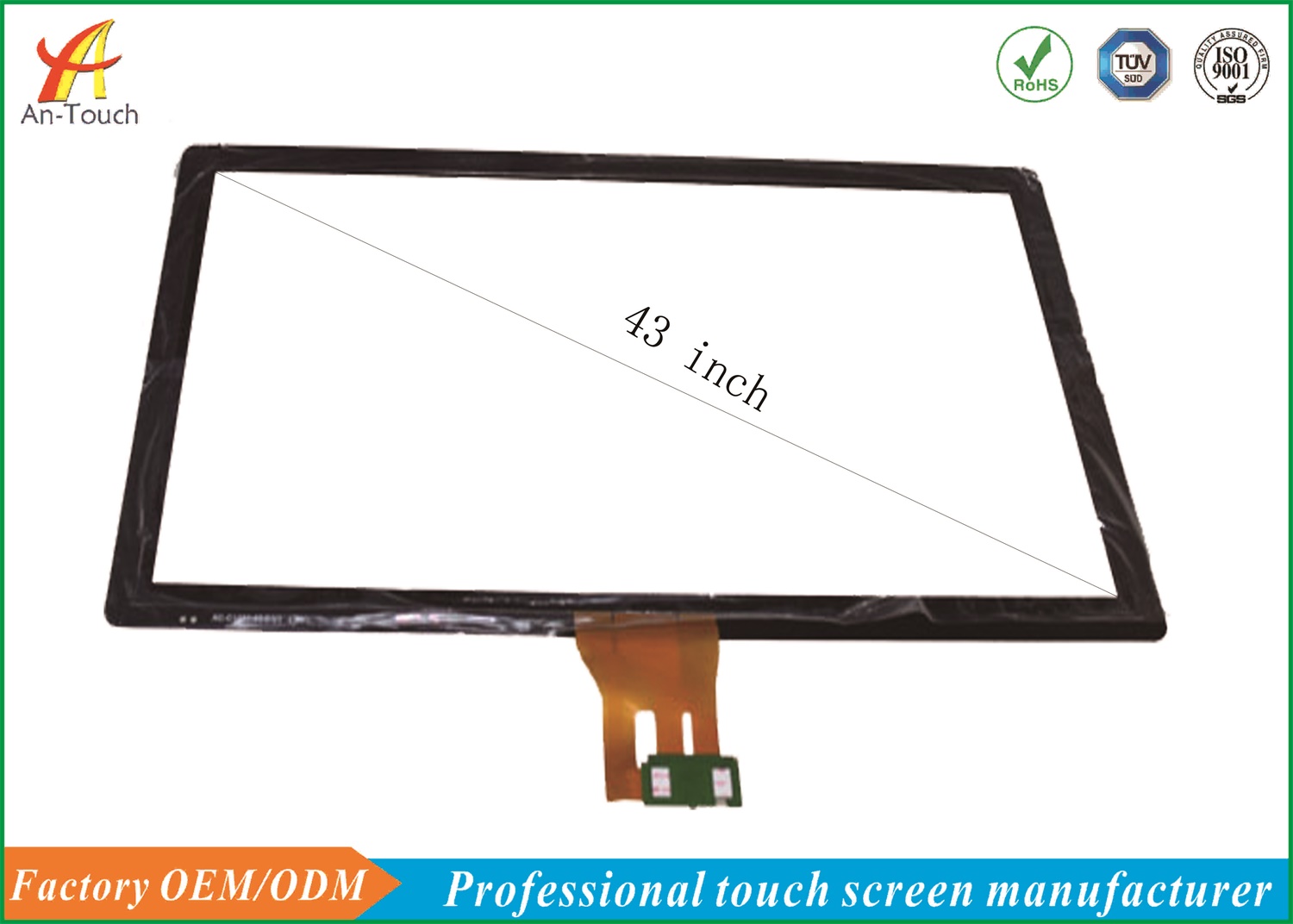 Large Custom Capacitive Touch Panel 43 Inch With ILITEK IC Controller