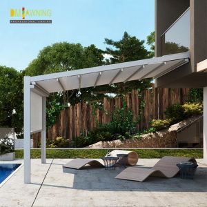China PVC Motorized Louvered Pergola Roof Sunshade Aluminum Patio Covers on sale