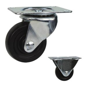 China Black 4 Inch 176lbs Loading Low Profile Rubber Casters wholesale