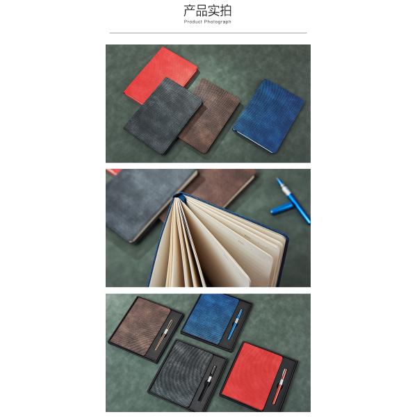 Custom Logo A5 Leather Business Office Stationery Sewing Binding Notepad Gift Box Set