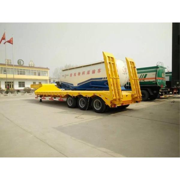 3 Axle 60 Ton Low Bed Semi Trailer , Heavy Duty Flatbed Trailer With Mechanical Suspension