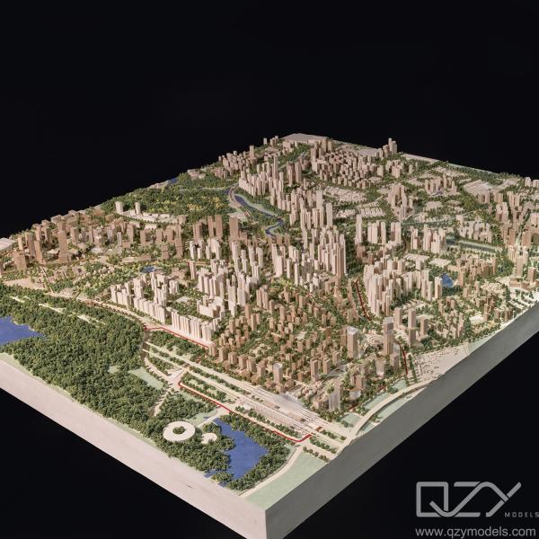 Wooden Landscape Architectural Site Model Miniature Buildings Aecom 1/3000