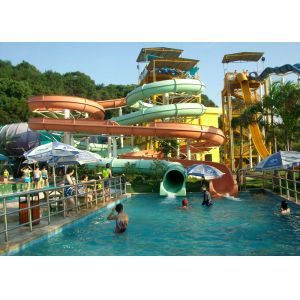 Waterpark Equipment, Fiberglass Open / Close Spiral Slide, Custom Water Slides