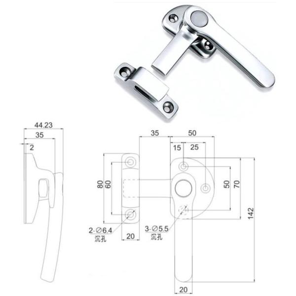 5mm Push Handle Lock 0.2 Inch Mirror Polishing