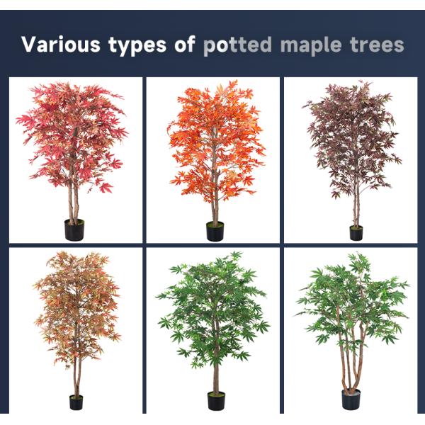 Large Handmade Artificial Yellow Maple Tree Chinese Maple Trees Faux Japanese Red Maple Tree