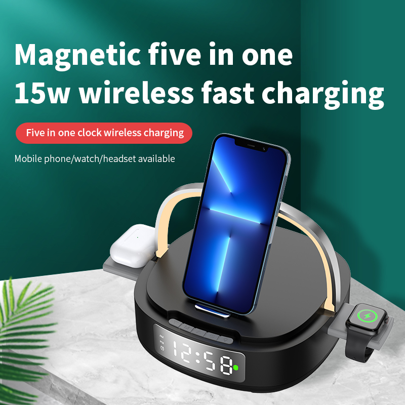 Fast 5 In 1 Qi Wireless Charger Station 15w Mobile Phone Use
