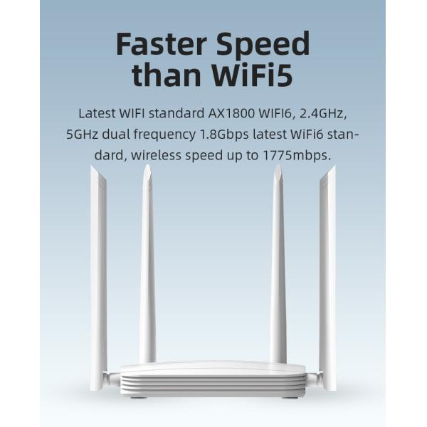1800Mbps 64 Users Wireless Gigabit Wifi 6 Router DHCP Mesh IPV4 IPV6 Mu Mimo CPE