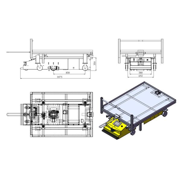 Bidirectional 600kg AGV Autonomous Guided Vehicles Self Guided Vehicles