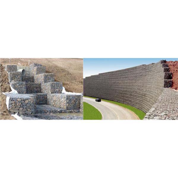 Pvc Coated Gabion Baskets Cages , 60 X 80mm Steel Gabion Wall Baskets