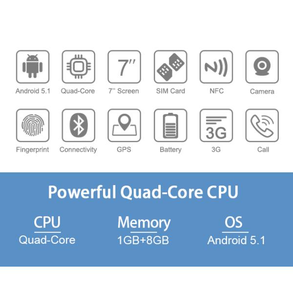 Cost-effective 2+16G 7 inch Touch Screen Android Handheld Terminal FP07