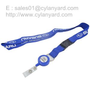 China Retractable pull badge reel lanyards, polyester lanyard with badge reel, wholesale
