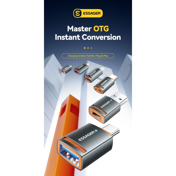 Micro USB OTG Adapter USB A C To Lightning OTG Connector ESSAGER ES-OTG17
