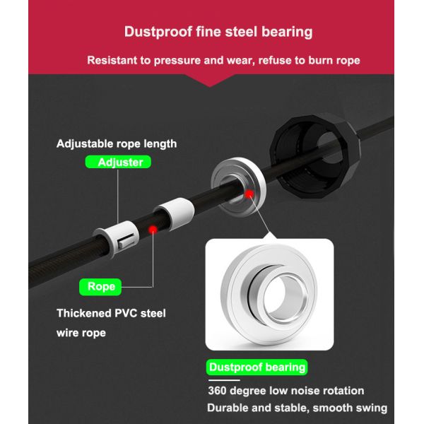 ZHIHUI 15.5cm Handle Dustproof Weight Bearing Skipping Rope Adjustable