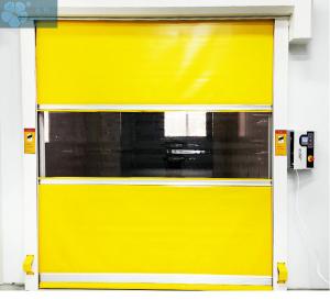 China Yellow Color Roller Fast Rolling Automatic Aluminium Door Shutter Operated High Speed PVC Door wholesale