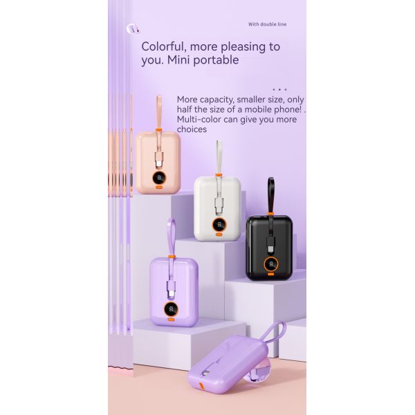Type C Output Interface Portable 10000mAh Power Bank for Outdoor Charging and Devices