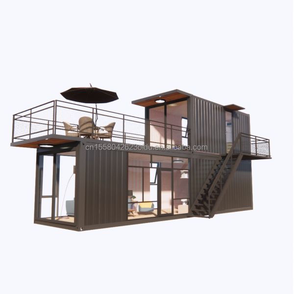 Supermarket Shipping Ready Made Prefab Projects Container Coffee Shop with Log Design
