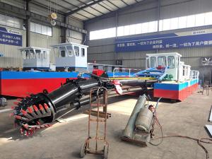 China River Dredging 100cbm/H Sand Dredger Red Color 16kw mud dredging boat wholesale
