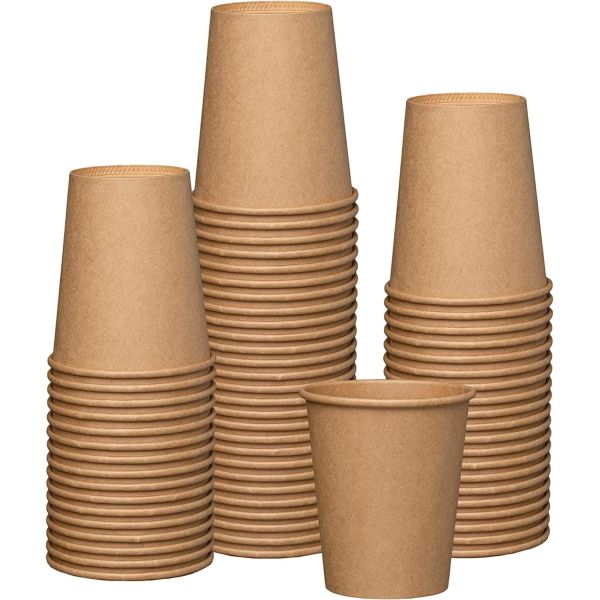 300g Disposable Recyclable Brown Kraft Single Wall Paper Cup Blanks Fan Bag Custom Customized Logo Paper Cups
