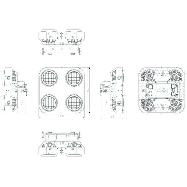 Ip65 4x90W Amber Warm White Led Cob Audience Blinder Light Outdoor Waterproof 4 Eyes Peaky Blinders