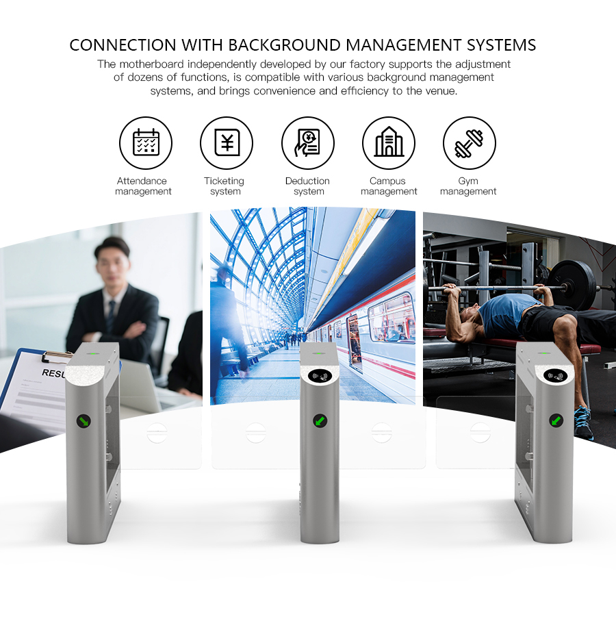 HCW Face Recognition Swing Barrier Turnstile Entry Systems 30-45 Person / Min