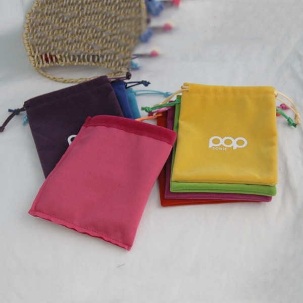 Apple Packing multi Colors 8.5x9.5cm Custom Drawstring Pouch with round bottom