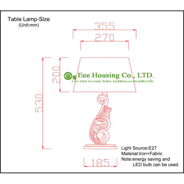 Europe Style Table Lamp Iron Fabric Source Light Residential Lighting