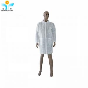 China Clean Room Disposable Non Woven Lab Coat S-XXXXL Knitted Cuff on sale