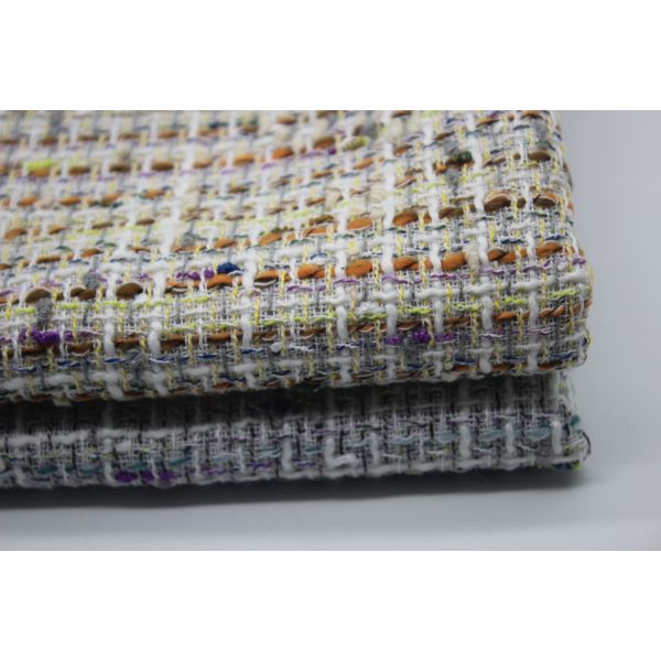 In Stock Wholesale of a Roll New Design 100 Polyester Tweed Fabric for Women's Coat Clothing in Autumn and Winter