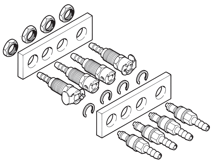 Multi-Mount Industrial Multi-Line Coupling – 3-5 Way, Acetal & Chrome-Plated Brass