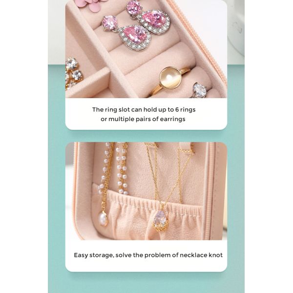 Square PU Leather Travel Jewelry Box Organizer For Rings Earrings Necklace Storage