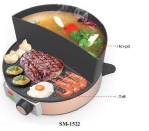Non - Stick 2 In 1 Hot Plate Multi Function Cooker With Seperate Switch Control