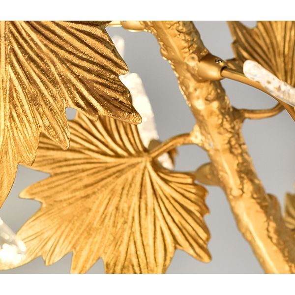 H65 Copper Body Art Glass Maple Leaf Pendant Chandelier Lights Modern ISO9001