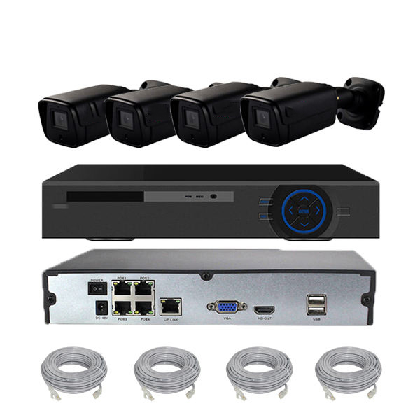 Hot Selling H.265 1080P Outdoor tube Security IP Camera 4channel POE NVR Kit