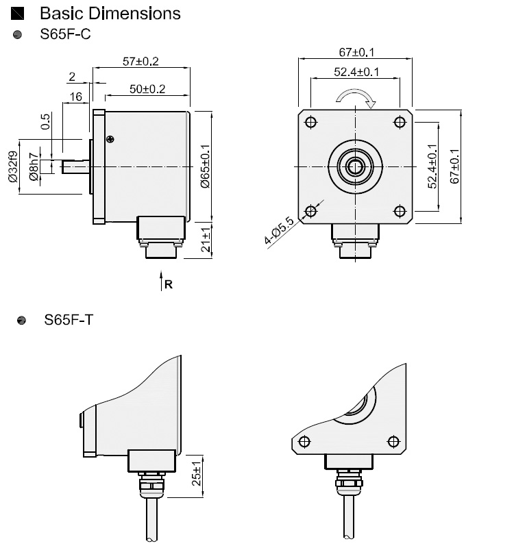 Small Flange Encoder 5000 Ppr , Motorized Encoder S65F Outer Diameter 65mm Voltage Output